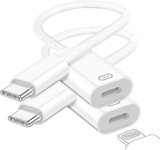 USB C to Lightning Headphone Audio Adapter, Type C Male to Female Lightning Earphone Converter with Charge/Data Transfer, Compatible with iPhone 16/15 Plus/Pro/Max, iPad Pro/Air 6/5/4, MacBook（2 Pack）