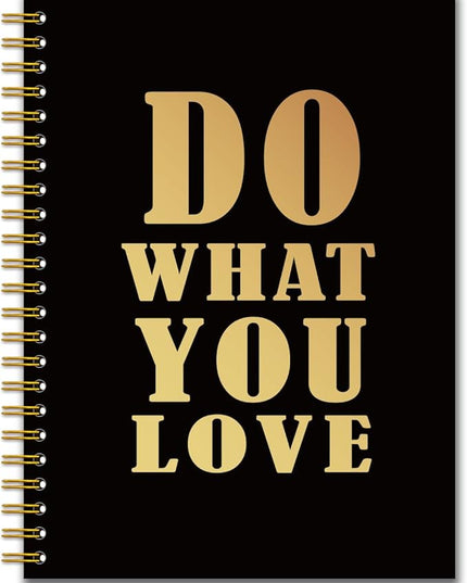 YAZMEEN Funny Saying Black Gold Spiral Notebook（160 Pages） Do What You Love Blank Hardcover Notebook Employee Appreciation Gift Office Gift Funny Notebook Birthday Gift for Coworker Colleague Friend