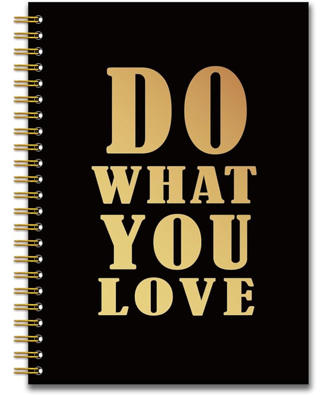 YAZMEEN Funny Saying Black Gold Spiral Notebook（160 Pages） Do What You Love Blank Hardcover Notebook Employee Appreciation Gift Office Gift Funny Notebook Birthday Gift for Coworker Colleague Friend