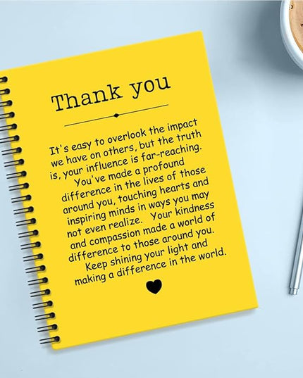 Thank You Yellow Hardcover 160 Pages Spiral Notebooks, Funny Thank You Gifts for Women Men Coworkers Leader Mentor, Appreciation Gifts for Employees, Thanksgiving Gifts for Colleagues Leaders