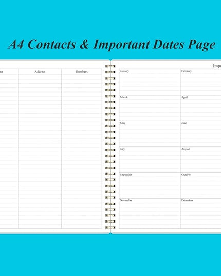 Daily Planner Undated - 8.5" x 11" To Do List Notebook Hourly Schedules, 150 Sheets/300 Pages Spiral Appointment Planner for Women and Men ,PVC Hardcover, Inner Pocket, Elastic Closure, Blue