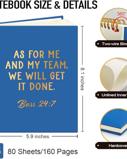 Msticey As For Me And My Team We Will Get It Done 160 Blank Pages Navy Blue Hardcover Spiral Notebook, Appreciation Gifts for Women Manager Supervisor Leader Coworker Colleague, Funny Boss Day Gifts