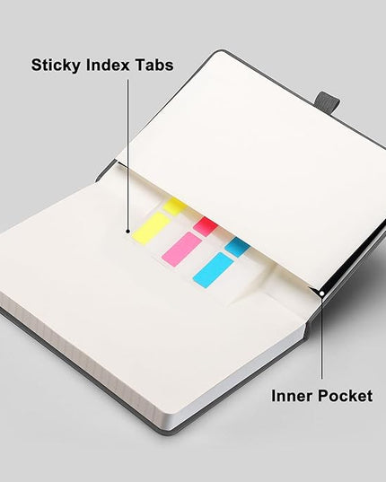 RETTACY Graph Grid Paper Notebook, 192 Pages, A5 Medium Size (5.7'' x 8.3''), 5 Squares per Inch, Leather Hardcover, 100 GSM Thick Paper, for School, Students, Math, Engineering (Gray)