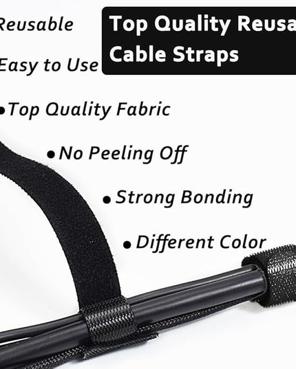 100pcs Cable Ties Reusable All-Black Wire Ties Cable Management Cord Ties Reusable for Electronics Hook and Loop Cable Ties for Computer 6 Inch