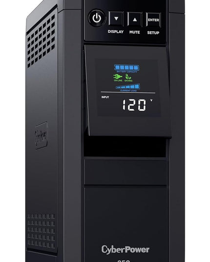 CyberPower CP850PFCLCD PFC Sinewave UPS Battery Backup and Surge Protector, 850VA/510W, 10 Outlets, AVR, Mini-Tower; UL Certified