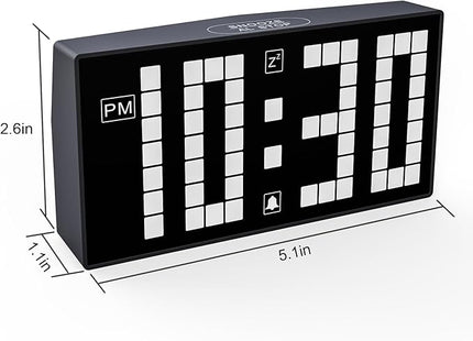 KWANWA Digital Alarm Clock with Auto-Dimmable LED Pixel Display, Weekend Alarm Mode, Plug-in Power with Battery Backup, DST Adjustment, Small Clock for Bedroom Desk (White LED)