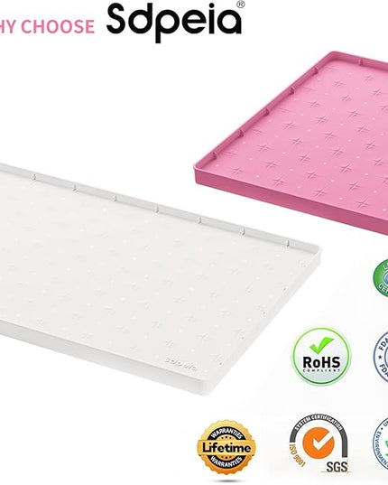 Sdpeia Under Sink Mat 31"×22" Waterproof Silicone Cabinet Liner & Sink Protector for Kitchen & Bathroom, Multi-Purpose Organizers Tray for Pets, Laundry, Cat Litter Mat, White