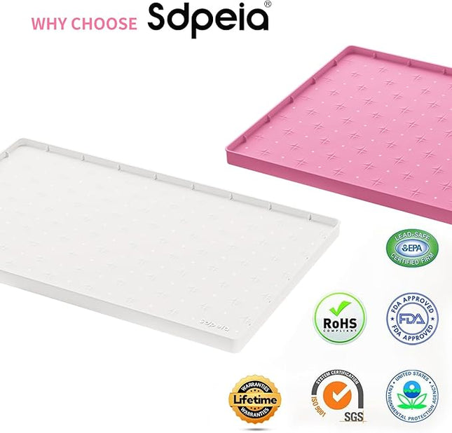 Sdpeia Under Sink Mat 28"×22" Waterproof Silicone Cabinet Liner & Sink Protector for Kitchen & Bathroom, Multi-Purpose Organizers Tray for Pets, Laundry, Cat Litter Mat, White
