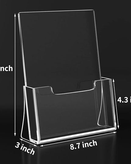 HIIMIEI Brochure Holder 8.5 x 11 inches, Acrylic Flyer Holder with 2 Pack, Plastic Stands for Displaying Magazines, Pamphlets, Literature, Brochures, Booklets, Menu