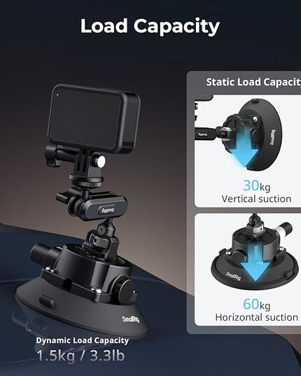 SMALLRIG 4.5" Suction Cup Mount with Ball Head Magic Arm, Camera Mount for DJI Osmo Action 5 Pro/4, for Insta360 x5, for Gopro 13/12,on Car Windshield or Window, Compatible with Action Cameras-5855