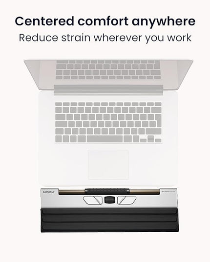 Contour Design Rollermouse Go - Portable Wireless Roller Mouse for Carpal Tunnel Relief, Compact Mouse with Bluetooth & USB, Ambidextrous 5-Button Design, Lightweight Aluminum, Mac & PC Compatible