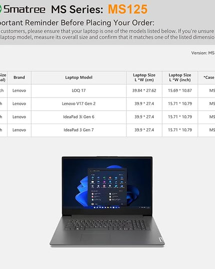 Smatree MS125 Hard EVA Protective Sleeve Case with Stand Compatible for 17 inch Lenovo V17 Gen2, for IdeaPad 3 Gen 7/IdeaPad 3i Gen 6, for 17.3 inch Lenovo LQQ Laptop Waterproof Sleeve