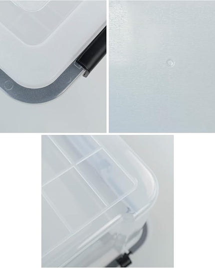 6-Pack 12 Quart Clear Storage Latching Box, Plastic Latch Box with Lid