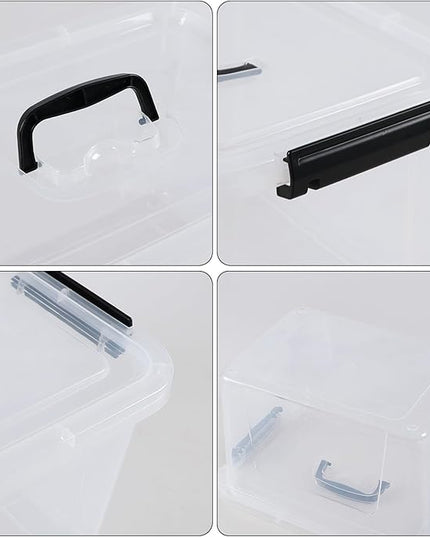 12 Quart Clear Storage Latch Box with Lids, Plastic Storage Bin with Handle, 4 Pack