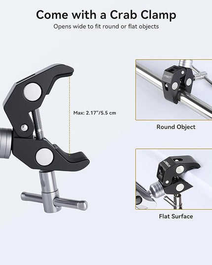 UTEBIT 22" Magic Arm w Clamp Mount, Desk Camera Mount Articulating Friction Boom w Arm 1/4" Thread Adapter, Overhead Desk Phone Mount for Video Light Webcam Microphone Action Camera Content Creators