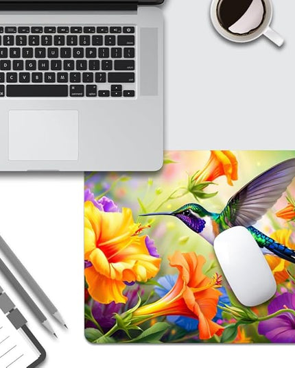 Hummingbird Flowers Square Mouse pad, Texture, Waterproof, Anti Slip Rubber Base, Computer Mouse pad, Laptop Mouse pad