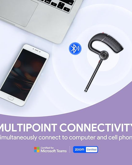 Yealink Bluetooth Headset BH71 Pro,Teams Zoom Certified,Single Ear Wireless Headset with Charging Case,Bluetooth Earpiece with Noise Canceling Mic,Type-C/A USB Dongle,Connect Mobile/Mac/PC,