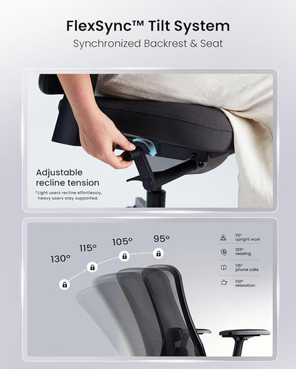 ProtoArc Ergonomic Office Chair - Flexer Pro Mesh Desk Chair with Lumbar Support, Slide Seat & 4D Armrests, Breathable Mesh from Wintex, Tilt Lock, Metal Base | for Home & Computer Work - Black