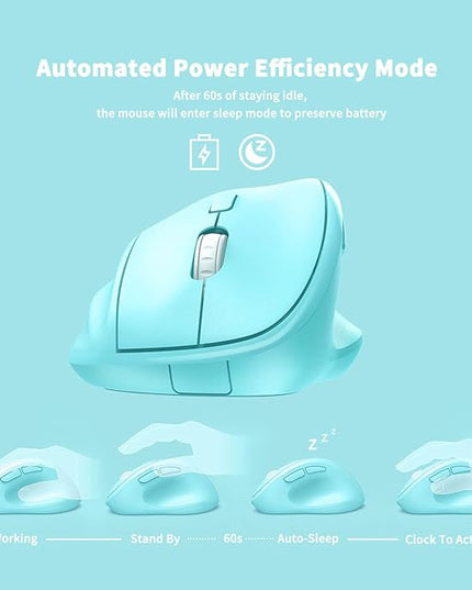 Ergonomic Wireless Mouse with USB Receiver for PC Computer, Laptop and Desktop, Ergo Mouse Vertical with Silent Clicks Long Battery Life, Up to 1600 DPI & 1 AA Battery Powered, Blue