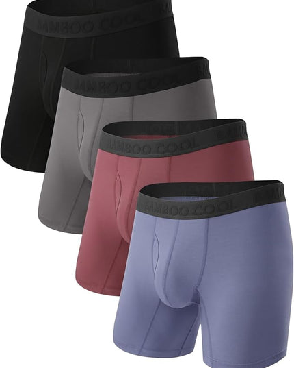 BAMBOO COOL Men's Ultra Breathable Underwear,No Riding Up Boxer Briefs with ComfortFlexible Waistband,Multipack