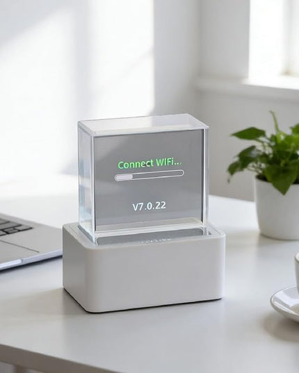ZIZEV LED Holographic 3D Photo Display, Smart Weather Station Digital Clock with GIF Animations and Electronic Image Album Player for Desktop Car Decor