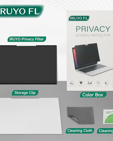 IRUYO FL Nano-Suction Laptop Privacy Screen 15.6 Inch 16:9, Removable Screen Privacy Shield for Laptop, Anti Glare, Anti Bule Light, Screen Protector for Lenovo HP Dell Acer Asus Thinkpad