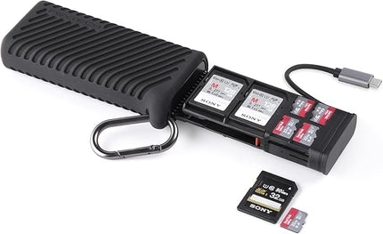 PGYTECH CreateMate High-Speed 2-in-1 SD Card Reader Adapter USB 3.1 Type-C UHS-Ⅱ SD 4.0/Micro SD Card Reader & Holder for Cameras, Smartphones, Drones, Action Cameras (Black, for SD/Micro SD)