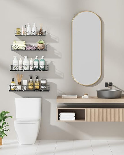 Floating Shelves for Wall Set of 4, Different Sizes Mounted Wood Floating Shelf, Wall Shelves for Living Room, Bedroom, Bathroom, Kitchen, Farmhouse Decor, Office