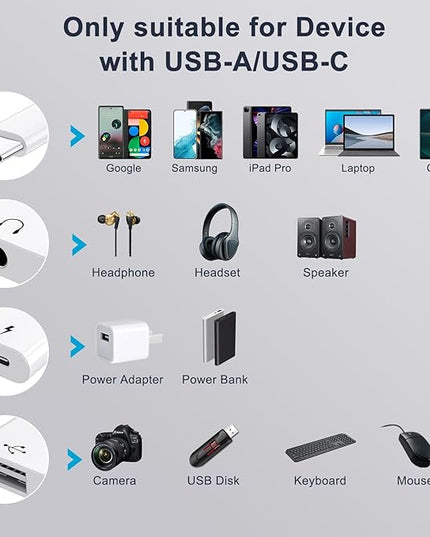 USB C to 3.5mm Jack Headphone Adapter with Charger Port,OTG Cable Adapter, Type C to Aux Audio Earphones Splitter for iPhone Samsung Galaxy S22 Ultra S21 S20 i-Pad Pro Air Pixel 4 Laptops