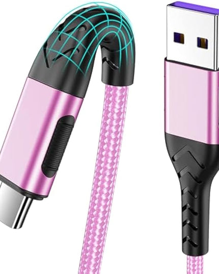 Durcord USB C Cable,2Pack 10ft Fast USB Type C Charging Cable for Android/Phone/Pad/Laptop, Type C Charger Braided USB Cable Compatible with iPhone 15 Pro/Plus/Max/Android/Phone/Pad Rose Gold