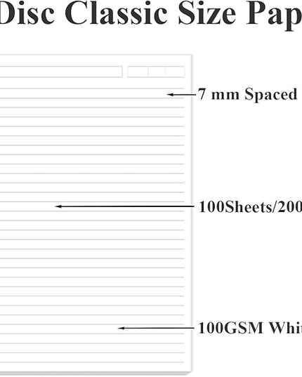 9 Disc Lined Paper Refills for Happy Planners - 100 Sheets/200 Pages Classic Size Lined Paper with 5 Sheets Dividers, 7" x 9.25"
