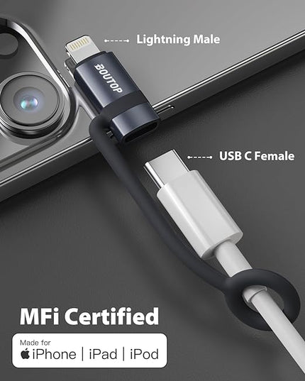 [MFi Certified] USB C to Lightning Adapter, Type C to Lightning Adapter Support 36W PD Fast Charging Compatible with iPhone iPad Dark Gray