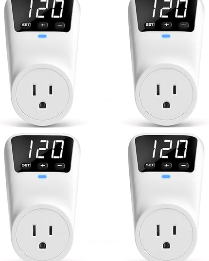 BSEED Surge Protector, 1800W Wall Surge Protector for Refrigerator, TV, PC, Home Appliance, Voltage Regulator with LED Display Screen, Adjustable Voltage Protector, 15A, 120V, 4 Pack