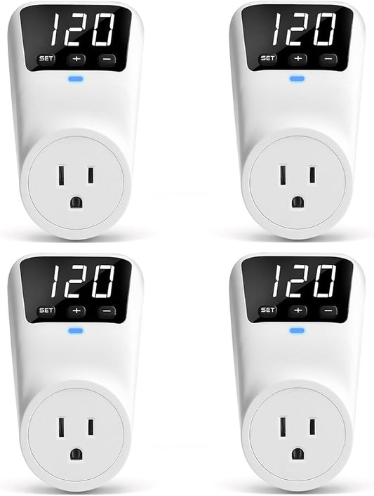 BSEED Surge Protector, 1800W Wall Surge Protector for Refrigerator, TV, PC, Home Appliance, Voltage Regulator with LED Display Screen, Adjustable Voltage Protector, 15A, 120V, 4 Pack