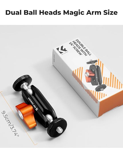 K&F CONCEPT Dual Ball Heads Magic Arm, Articulating Mini Magic Arm with 1/4" Screw, 360° Swivel Aluminum Alloy Camera Monitor Mount Arm for Camera, Light, Microphone, Monitor