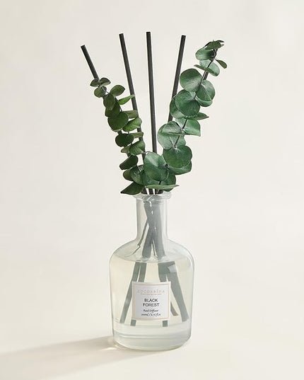 COCORRÍNA Black Forest Reed Diffuser – 6.76 oz Essential Oil with Sticks & Dried Eucalyptus Branches, Home Fragrance for Bedroom or Bathroom Décor