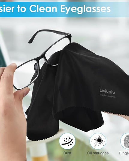 Wsivoiv 6PCS Large Eyeglass Cleaning Cloths, 12 x12 inches Glasses Cleaner, Individually Wrapped, Premium Microfiber Cleaning Cloth for Glasses, TV, Laptop Screens and Lens, Easier to Grip and Use