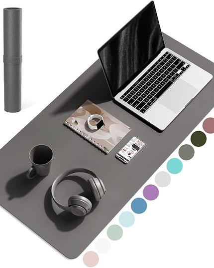 YSAGi Non-Slip Leather Desk Pad, Waterproof Laptop Computer Desk Keyboard Mat, Table Protector Blotter Mat, Large Mouse Pad for Office/Work/Home/Decor(Dark Gray, 31.5" x 15.7")