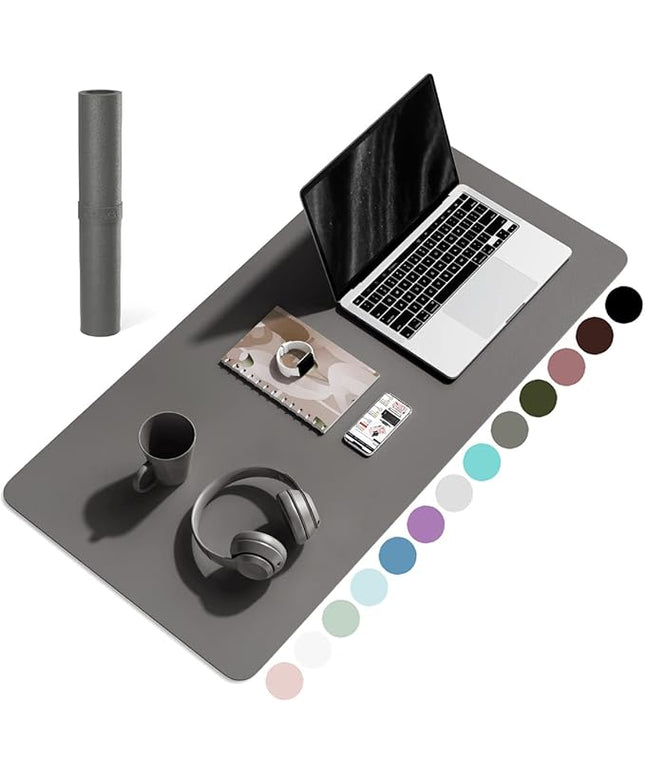 YSAGi Non-Slip Leather Desk Pad, Waterproof Laptop Computer Desk Keyboard Mat, Table Protector Blotter Mat, Large Mouse Pad for Office/Work/Home/Decor(Dark Gray, 31.5" x 15.7")