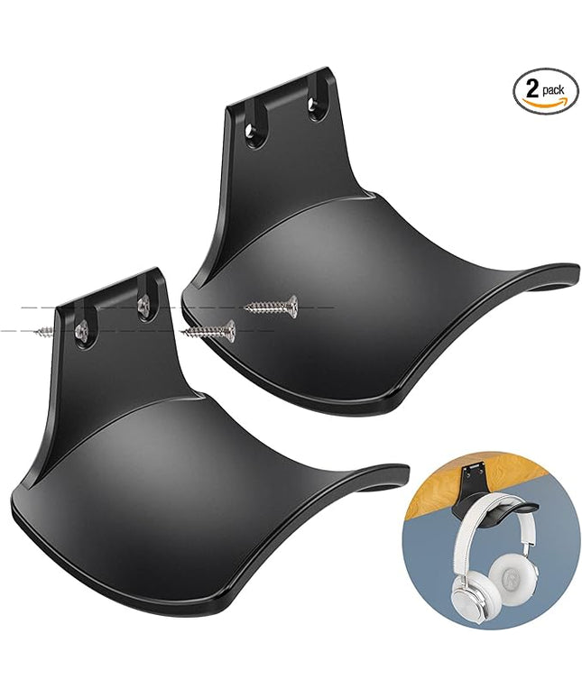 SIROLISA 2-Pack Never Fall Headphone Hooks Hanger Wall Mount, Headset Holder Stand for Universal Gaming Headset Airpods Max Sony Bose Beats, Strong Adhesive by Screws