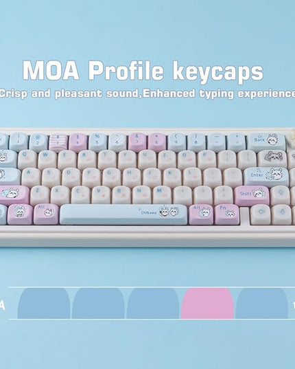 Sunzit PC&PBT Keycaps, Cute Chiikawa Keycap Set, Jelly Jade & Dye-Sublimation Custom MOA Profile Key caps Keyboard Keycaps for 100%, 75%, 65%, 60% MX Switches Mechanical Keyboard