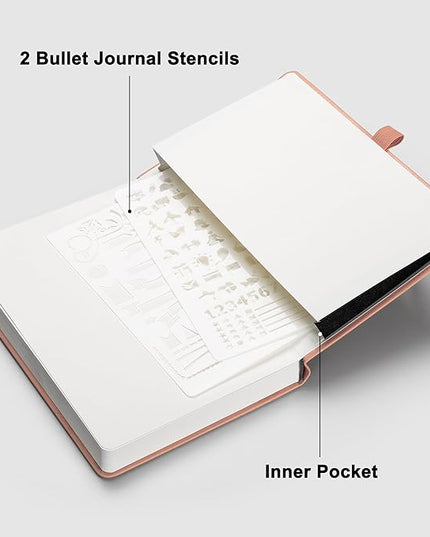 RETTACY Blank Journal Notebook, 192 Pages, A5 Medium Size (5.7'' x 8.3''), Leather Hardcover, 100 GSM Thick Paper, for Sketching, Drawing, Painting (Pink)