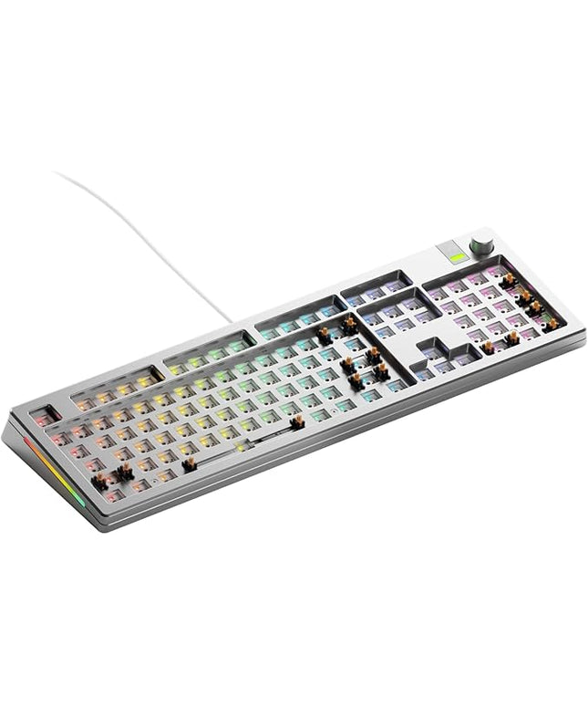 Glorious Gaming - GMMK 3 PRO Barebones Custom Keyboard Kit w/Knob, Custom Modular Aluminum Body & Gasket System, Hotswappable 100% Keyboard, Sound Dampening Foam, Aluminum Switch Plate ANSI (Silver)