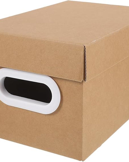 Kraft Paper Storage Box with Lid 1Pcs Thickened Office Desktop Document Organizer Sundries Holder Multipurpose File Storage Case for Home and Office