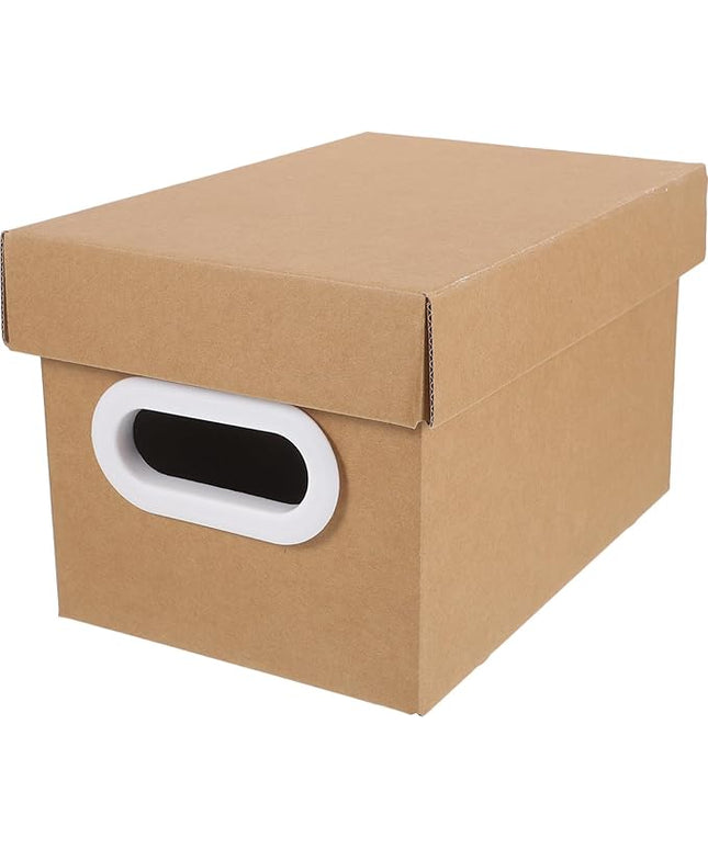 Kraft Paper Storage Box with Lid 1Pcs Thickened Office Desktop Document Organizer Sundries Holder Multipurpose File Storage Case for Home and Office