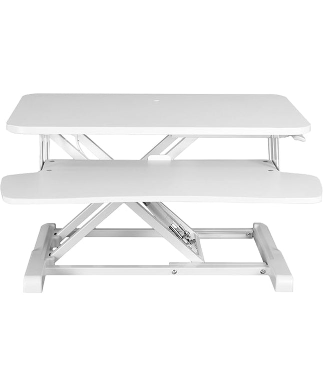 VIVO 28 inch Desk Converter, K Series, Height Adjustable Sit to Stand Riser, Dual Monitor and Laptop Workstation with Keyboard Tray, White, DESK-V028KW