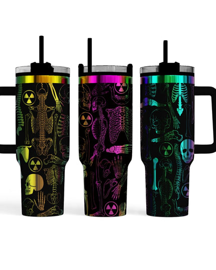 Radiology 40oz Engraved X-ray Tumbler with Leak-Proof Lid, Stainless Steel, Black Iridescent