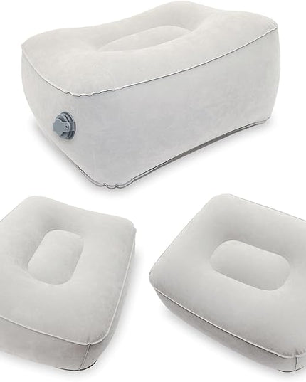 Inflatable Foot Rest, Carseat Inflatable Foot Rest Pillow, Airplanes Inflatable Foot Rest Cars, Travel Footrest Pillow for Home Office,Trains (Grey, 14.5" L×11.8" W×7.9”H)