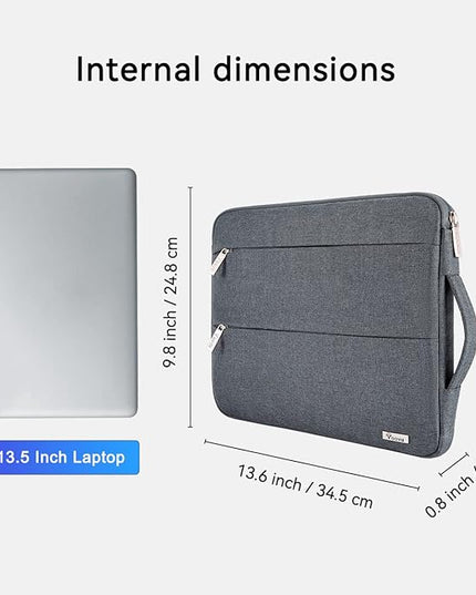 Voova 13 13.6 Inch Laptop Sleeve Case Compatible with MacBook Air 13 M1/M2/M3/M4 2020-2025, MacBook Pro 13/14, IPad Air/Pro 13, Waterproof Slim Computer Bag Cover with Handle, Dark Grey
