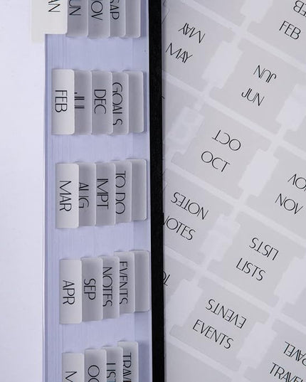 DiverseBee Laminated Planner: 24 Peel and Stick Tabs (12 Monthly, 4 Blank), Sand Color Dividers